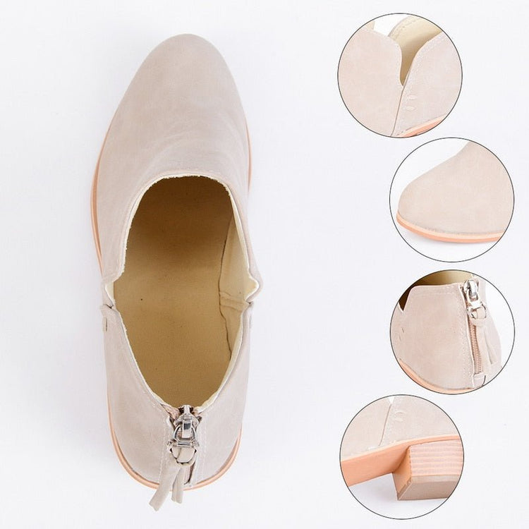 Autumn Women Shoes Retro High Heel Ankle Boots - Serenity Spaces