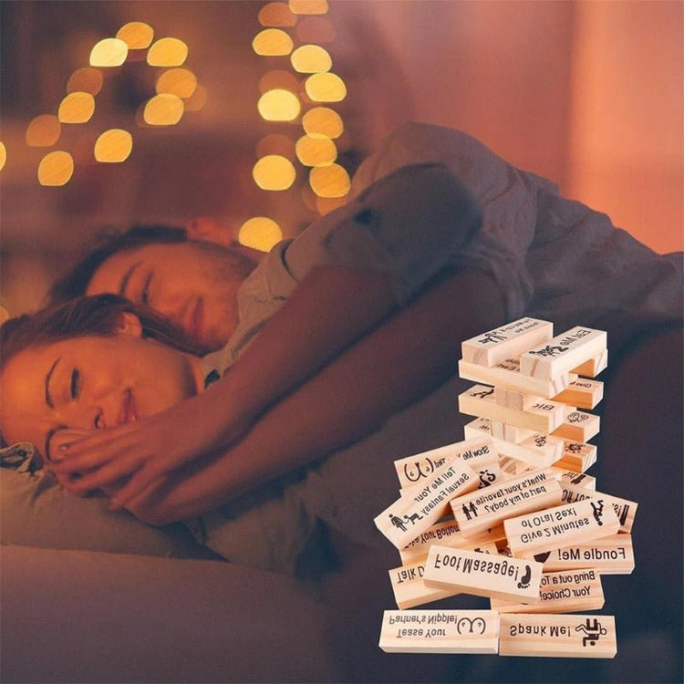 Couple Game Night Intimacy Block Tower Jenga Game Valentine Tumbling Tower Stacking Blocks Game Party Interactive Games 18 - Serenity Spaces