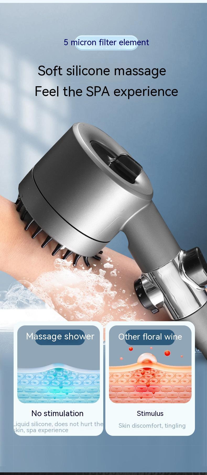 The Third Gear Adjustable Strong Supercharged Shower Head Household Bath Shower Hose Shower Head - Serenity Spaces