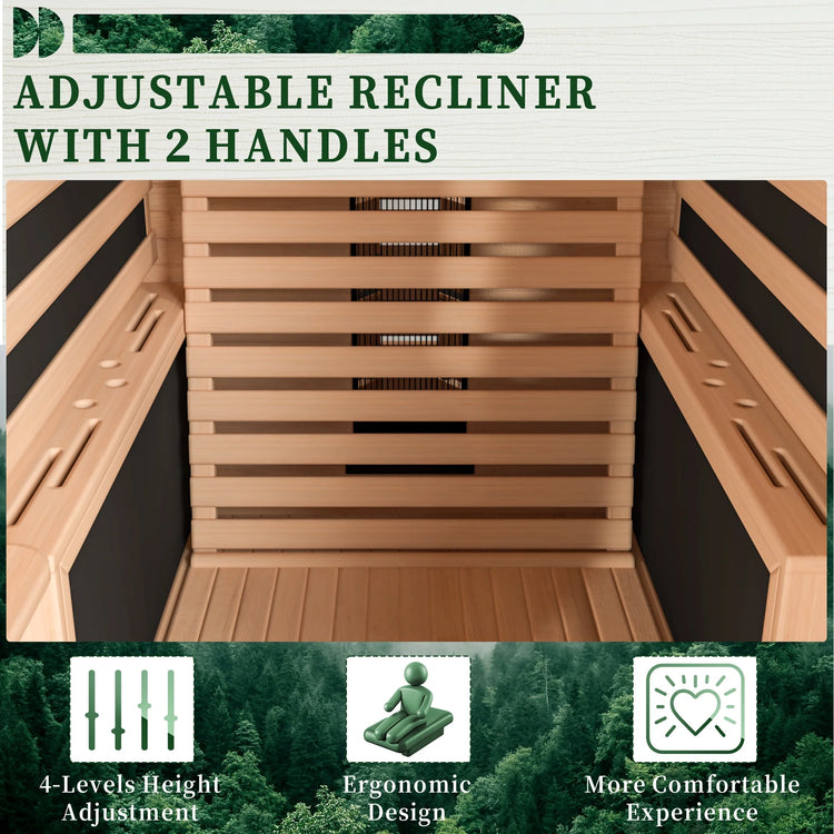 1 Person Infrared Sauna,Home Dry Sauna, Indoor Spa Room, 120V, Detox & Muscle Relaxation - Serenity Spaces