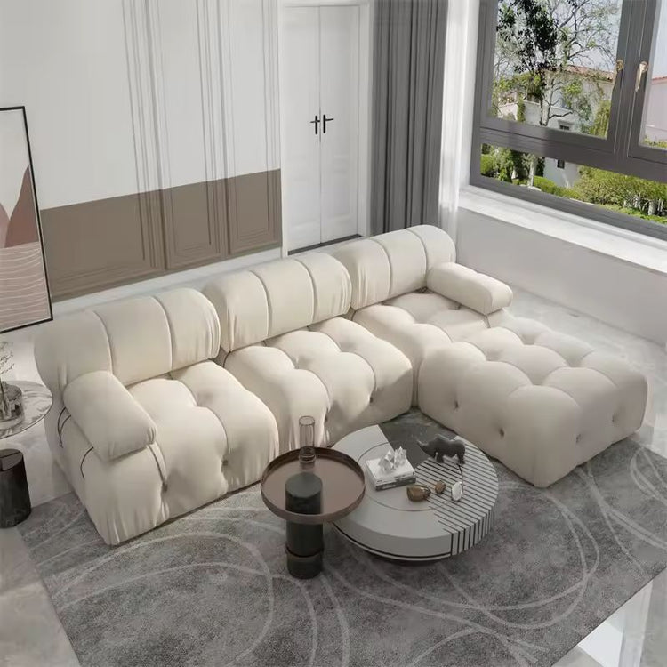 Nordic Modern Apartment Furniture Fabric Buckle Design Sofa Living Room Couch Light Luxury Sponge Sofa For Lock Design - Serenity Spaces
