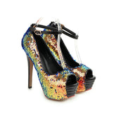 Super high heel sequined high heels - Serenity Spaces