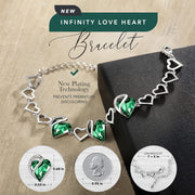Infinity Love Heart Link Bracelets, Birthstone or Healing Stone Crystal Bracelet for Women, Silver Tone Jewelry Gifts for Her, 7-Inch Chain and 2-Inch Extender