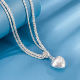 Double Layer Brushed Heart Pendant Necklace For Women High - end Feel Light Luxury Necklace Collarbone Chain Fashion Jewelry - Serenity Spaces