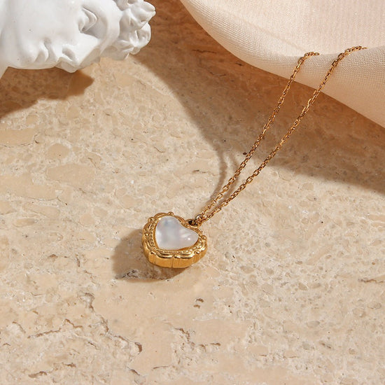 High - grade Love Light Luxury Pendant Jewelry Stainless Steel 18k Gold Plating Vintage Shell Love Necklace - Serenity Spaces