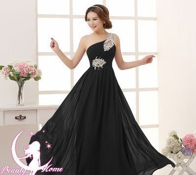 Evening dress one - shoulder dinner banquet long banquet - Serenity Spaces