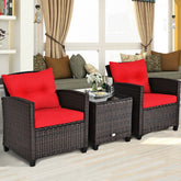 3 Pieces Rattan Patio Furniture Set With Washable Cushion - Serenity Spaces
