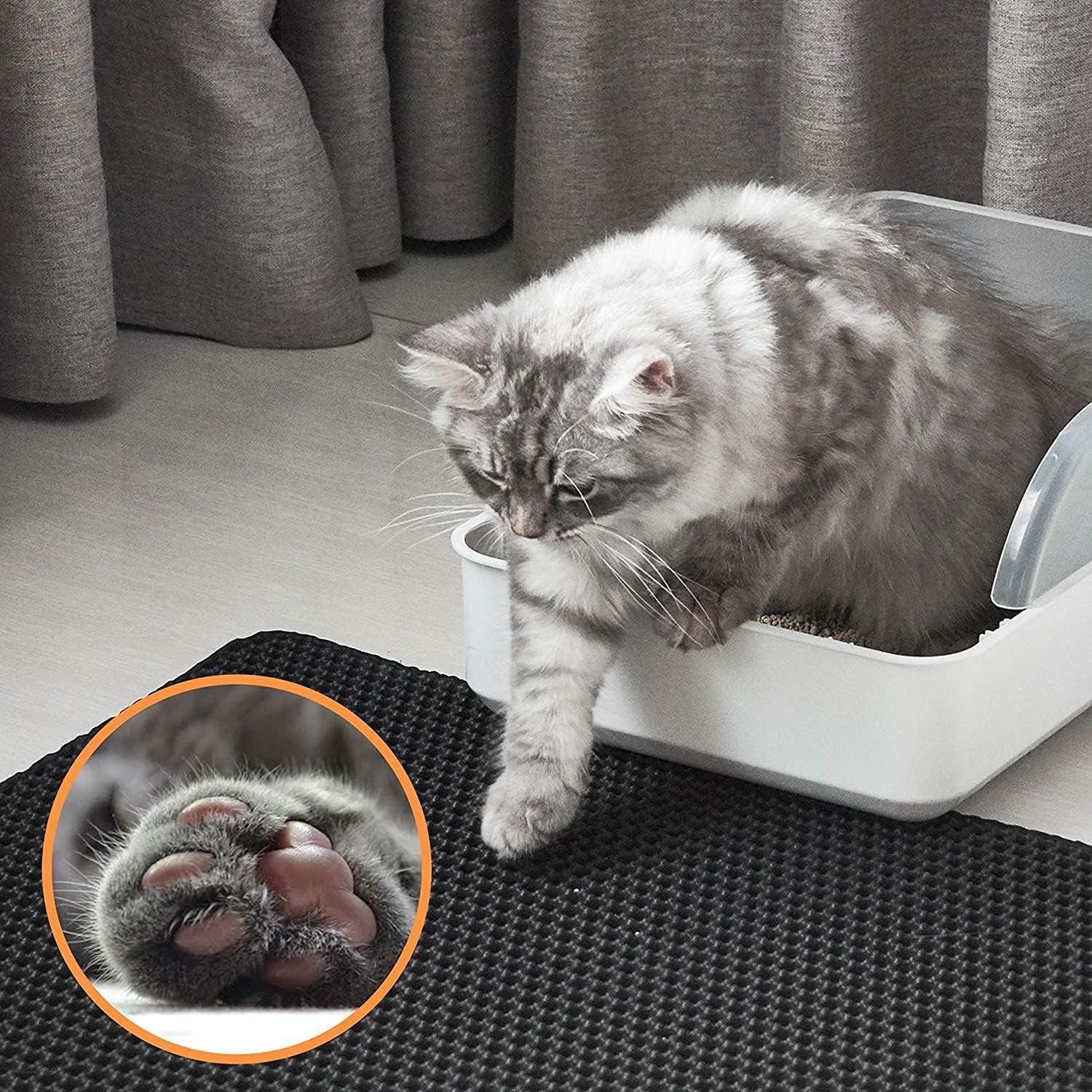 Cat Litter Mat Litter Box Mat, EVA Honeycomb Double Layer Design, Urine & Waterproof, Scatter Control Kitty Litter Mat, Less Waste, Easier to Clean,Washable, Black - Serenity Spaces