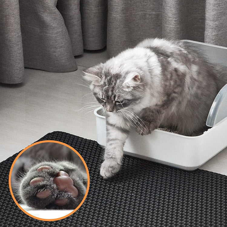 Cat Litter Mat Litter Box Mat, EVA Honeycomb Double Layer Design, Urine & Waterproof, Scatter Control Kitty Litter Mat, Less Waste, Easier to Clean,Washable, Black - Serenity Spaces
