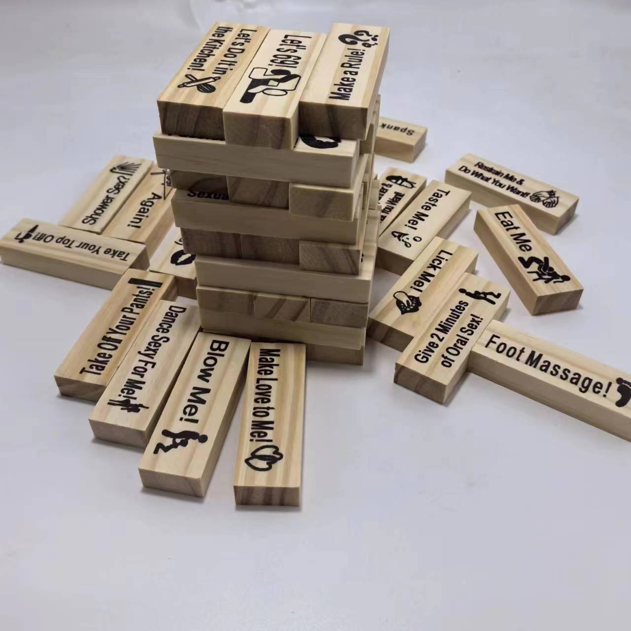 Couple Game Night Intimacy Block Tower Jenga Game Valentine Tumbling Tower Stacking Blocks Game Party Interactive Games 18 - Serenity Spaces