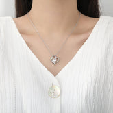 Zircon Double Love Necklace With Rhinestones Ins Personalized Heart - shaped Necklace Clavicle Chain Jewelry For Women Valentine&