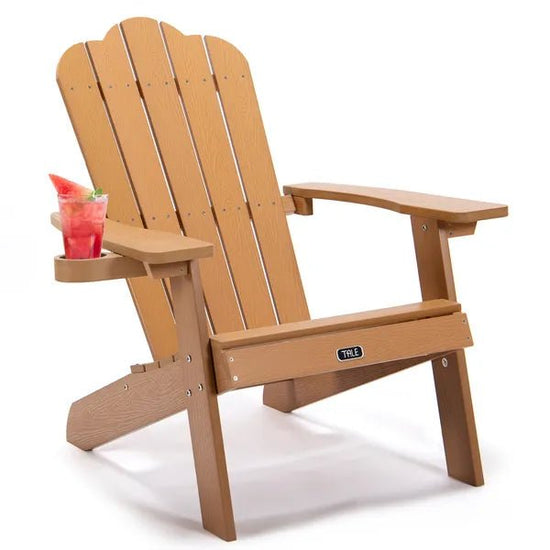 TALE Adirondack Chair Backyard Outdoor Furniture Painted Seating With Cup Holder All - Weather And Fade - Resistant Plastic Wood For Lawn Patio - Serenity Spaces