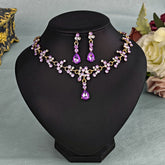 Rhinestone Pearl Earrings And Necklace Set Women - Serenity Spaces