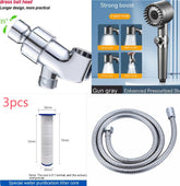 The Third Gear Adjustable Strong Supercharged Shower Head Household Bath Shower Hose Shower Head - Serenity Spaces