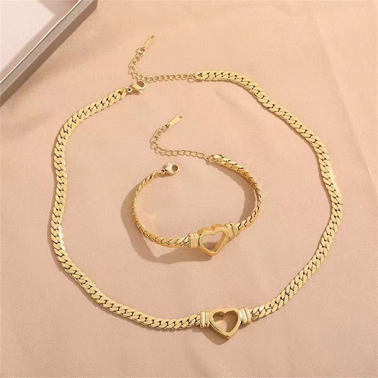 Personalized Love Chain Necklace Bracelet For Women Fashion Titanium Steel Non - fading Clavicle Chain Jewelry - Serenity Spaces