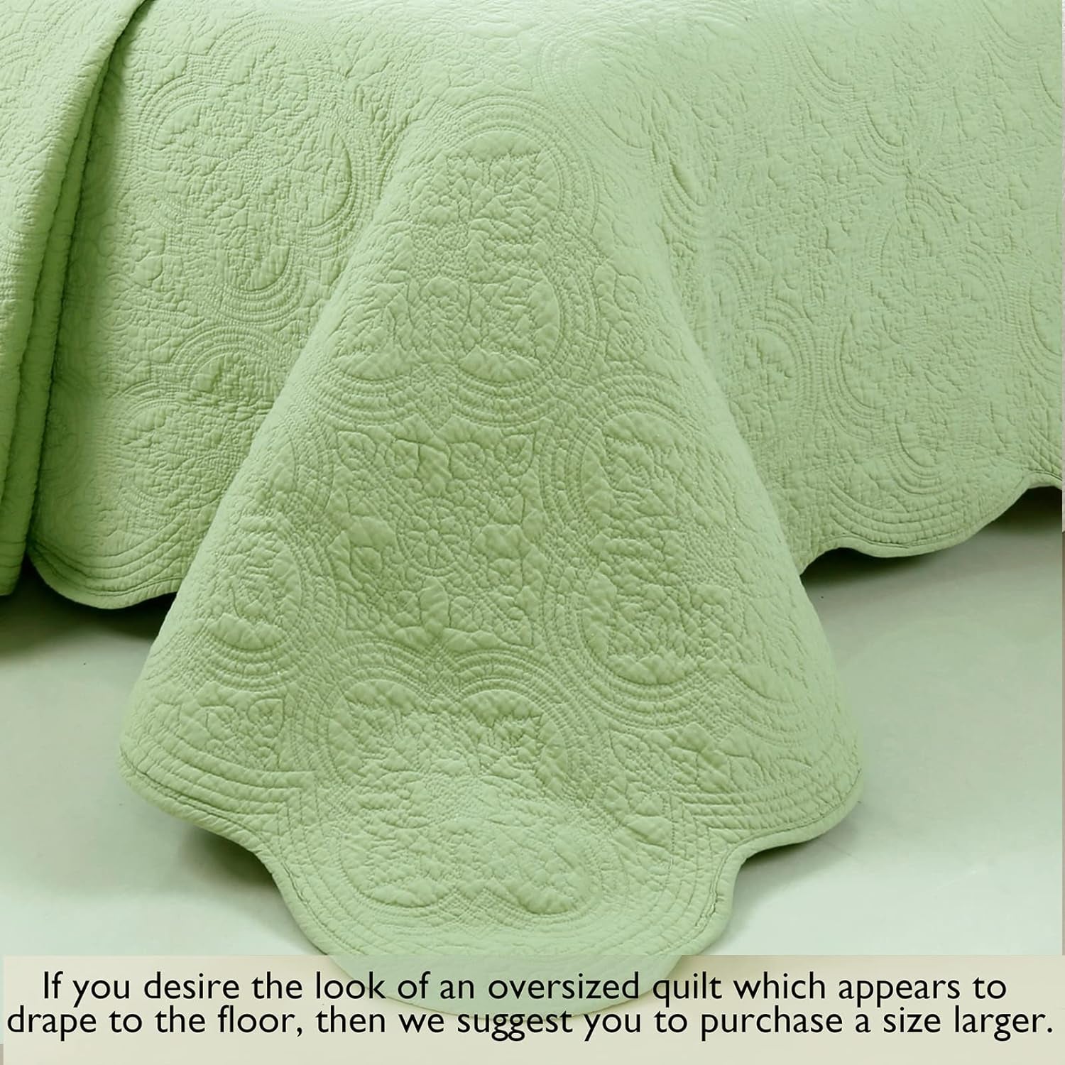 100% Cotton Medallion Matelasse Embossed Bedding Quilt Set, Reversible Lightweight Bedspread, Coverlet for All Season (Blantyre - Green, Twin - 2 Piece) - Serenity Spaces