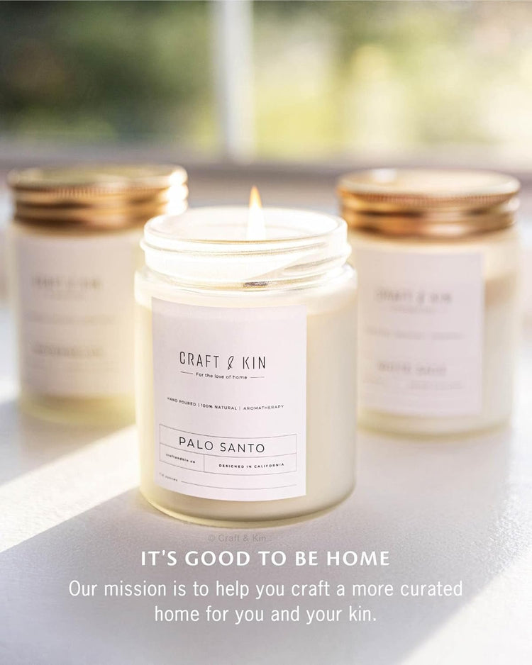 Palo Santo Fall Scented Candle | 8 Oz 45 Hour Long Lasting | Classic Soy Woodwick Fall Candles | Made with Natural Soy | Gifts for Men and Women - Serenity Spaces