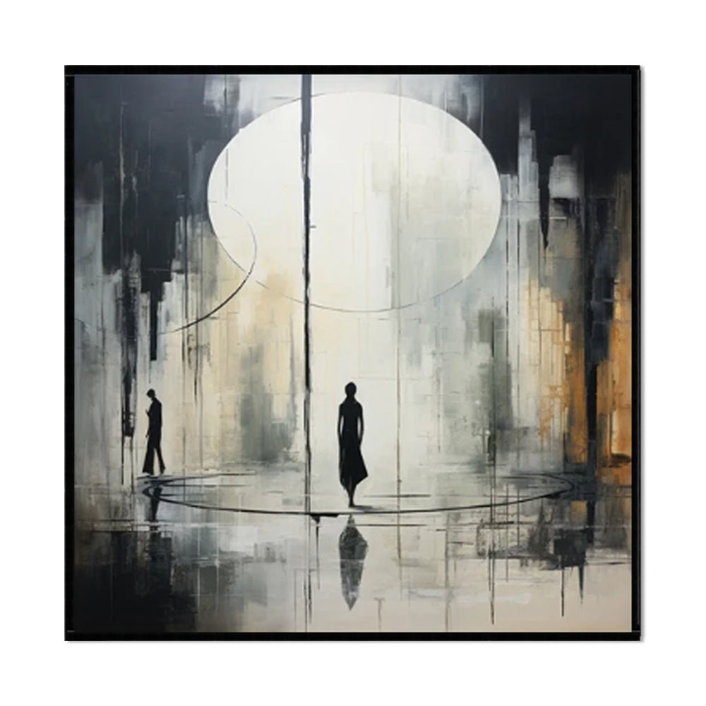 Handmade Oil Painting Canvas Wall Art Decoration Black And White Abstract Artwork Medieval Black Neoclassicism Wall Decor Street For Home Office Decor - Serenity Spaces
