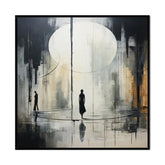 Handmade Oil Painting Canvas Wall Art Decoration Black And White Abstract Artwork Medieval Black Neoclassicism Wall Decor Street For Home Office Decor - Serenity Spaces