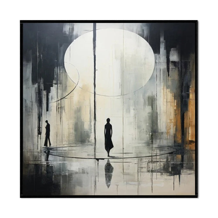 Handmade Oil Painting Canvas Wall Art Decoration Black And White Abstract Artwork Medieval Black Neoclassicism Wall Decor Street For Home Office Decor - Serenity Spaces