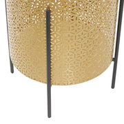 15 In., and 14 In. Medium Gold Metal Indoor Outdoor Planter with Removable Stand (2- Pack)