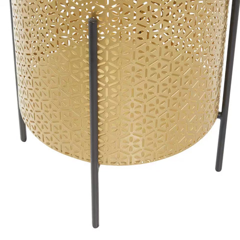15 In., and 14 In. Medium Gold Metal Indoor Outdoor Planter with Removable Stand (2- Pack)