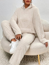 Winter Plush Pajama Set Fashion Casual Hooded Top and Elastic Band Pants Warm Set - Serenity Spaces