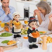 Pack Figurines Thanksgiving Statues Resin Tabletop 2 Fall Pilgrim Couple