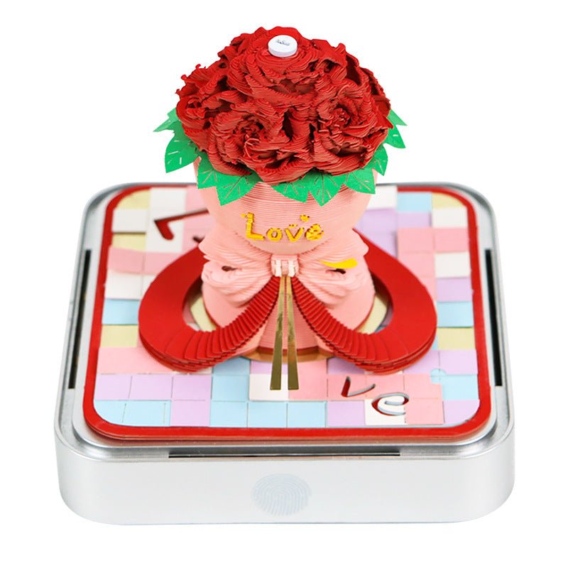 Paper Sculpture Calendar Rose 3D Sticky Notes Desktop Ornament - Serenity Spaces