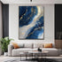 Luxury Handmade Abstract Oil Painting Wall Art Modern Golden Blue Minimalist Texture Canvas Mural For Living Room Decor Frameless - Serenity Spaces