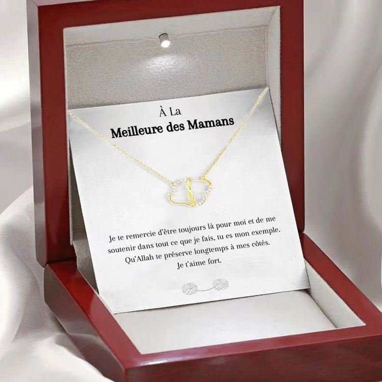 Fashion Double Heart Love Necklace With Rhinestones Inlaid Zircon Mother Valentine&