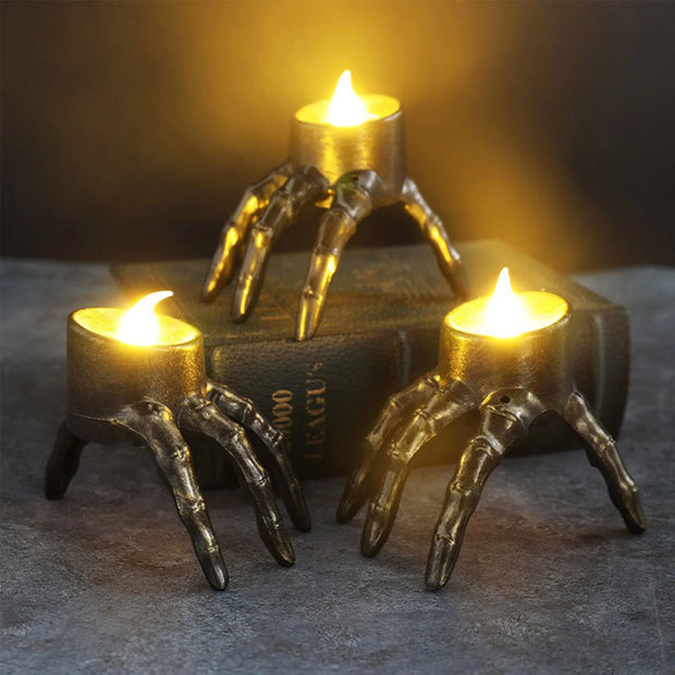 Halloween Skeleton Lights Decorations, Halloween Candles Lamp Decoration Ornament Indoor Outdoor, LED Spooky Skeleton Hand Candle, Flameless Candle for Home outside Yard Lawn Garden Party