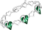 Infinity Love Heart Link Bracelets, Birthstone or Healing Stone Crystal Bracelet for Women, Silver Tone Jewelry Gifts for Her, 7 - Inch Chain and 2 - Inch Extender - Serenity Spaces