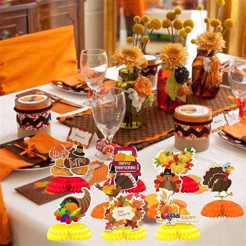 Thanksgiving Harvest Centerpiece Set of 10 Autumn Turkey Pumpkin Table Decorations for Home and Office Thanksgiving Décor