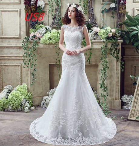 Bride Trailing Wedding Dress Sexy Lace Mermaid Wedding Dress - Serenity Spaces