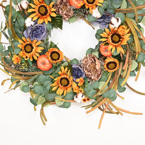 Artificial Fall 28" Floral Wreath for Thanksgiving Day