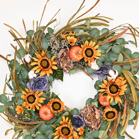 Artificial Fall 28" Floral Wreath for Thanksgiving Day