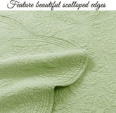 100% Cotton Medallion Matelasse Embossed Bedding Quilt Set, Reversible Lightweight Bedspread, Coverlet for All Season (Blantyre - Green, Twin - 2 Piece) - Serenity Spaces