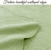 100% Cotton Medallion Matelasse Embossed Bedding Quilt Set, Reversible Lightweight Bedspread, Coverlet for All Season (Blantyre - Green, Twin - 2 Piece)