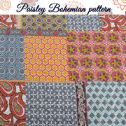 Tangerine Orange Gray Blue Motif Geometric Ogee Paisley Reversible Quilt Bedding Set, Bedspread, Coverlet Lightweight for All Seasons (Antique Chic, King - 3 Piece)