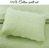 100% Cotton Medallion Matelasse Embossed Bedding Quilt Set, Reversible Lightweight Bedspread, Coverlet for All Season (Blantyre - Green, Twin - 2 Piece) - Serenity Spaces