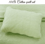 100% Cotton Medallion Matelasse Embossed Bedding Quilt Set, Reversible Lightweight Bedspread, Coverlet for All Season (Blantyre - Green, Twin - 2 Piece)