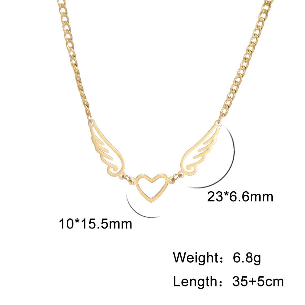 Hollow Heart Angel Wing Necklace - Serenity Spaces