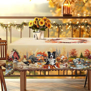 Gnizamaautumn Decoration Thanksgiving Gift round Rectangle Tablecloth, Pumpkin, Puppy, Rooster, Truck Design, Thanksgiving Gift,