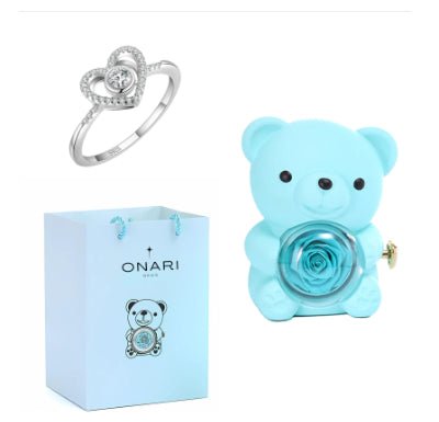 Eternal Rose Teddy Bear Gifts Box With Necklace Rotate Rose Jewelry Box Valentine Wedding Storage Gift Case For Women Girlfriend - Serenity Spaces