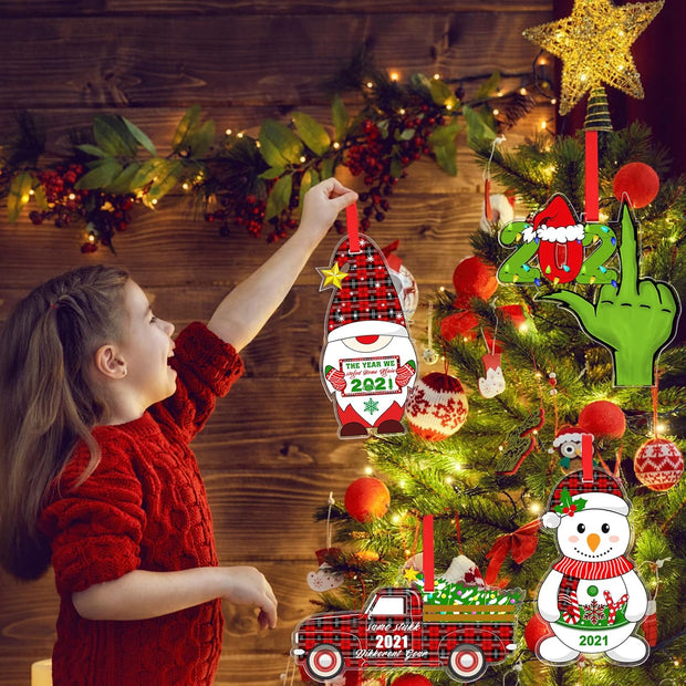 2021 Christmas Tree Ornaments,  4 Pack Christmas Ornaments 2021 Christmas Tree Decor 2021 Christmas Home Ornaments 2021 Christmas Holiday Decor 2021 Christmas Decorations - Gifts for Christmas