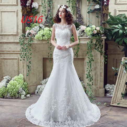 Bride Trailing Wedding Dress Sexy Lace Mermaid Wedding Dress - Serenity Spaces