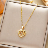 Fashion Dancing Love Necklace With Rhinestones Personality Creative Clavicle Chain Heart - shaped Necklace For Valentine&