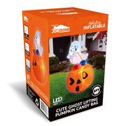 5Ft Halloween Inflatables Light up Cute Ghost Lift Pumpkin,Halloween Inflatables Outdoor Decorations,Blow up Halloween Yard Decorations