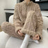 Autumn And Winter Zippered Fleece - lined Thick Coral Pajamas Loungewear Sleepwear - Serenity Spaces